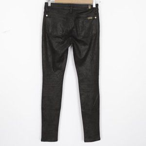 7 For All Mankind Black Stretch Skinny Jeans Tiny Snakeskin Texture size 24